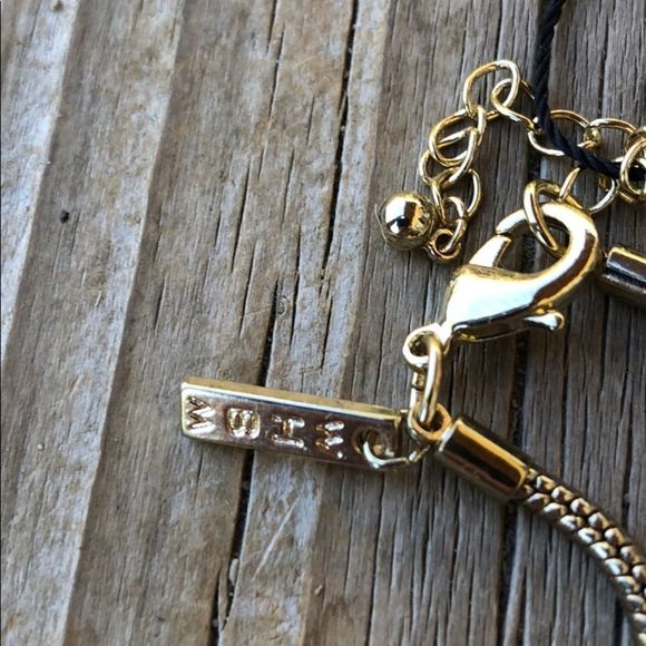 WHBM BNWT Pale Gold Tone Faux Pearl Geometric Tassel Necklace! - Picture 12 of 12